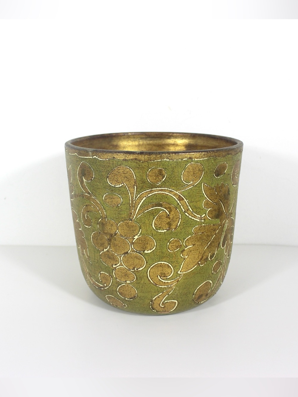 Vintage Italian Florentine Gilded Gilt Gold Terracotta Planter Cachepot